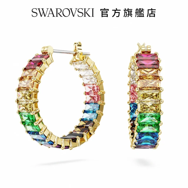 SWAROVSKI 施華洛世奇 Matrix 大圈耳環 長方形切割 漸層色 鍍金色色調