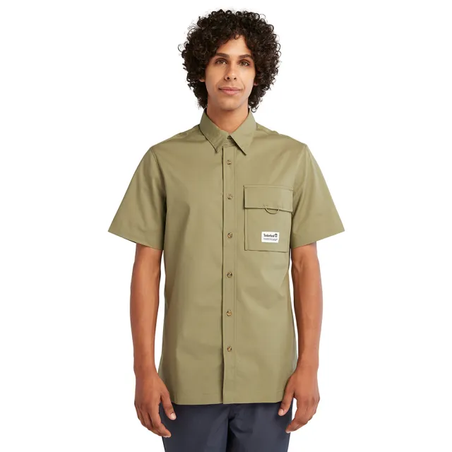 【Timberland】男款灰綠色OUTLAST短袖襯衫(A6RCW590)