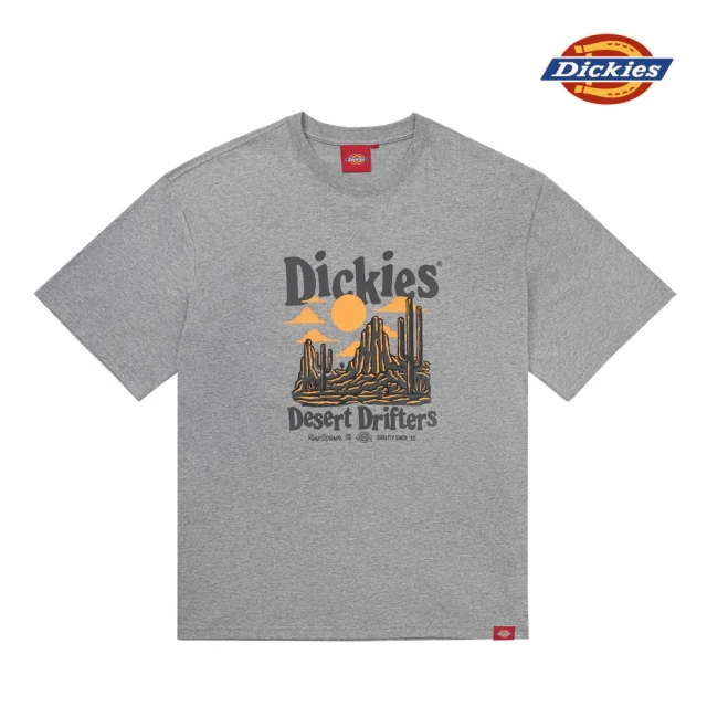 Dickies 男女款羽灰色純棉胸前沙漠風景圖案印花寬鬆短袖T恤｜DK0A87DHCQ8