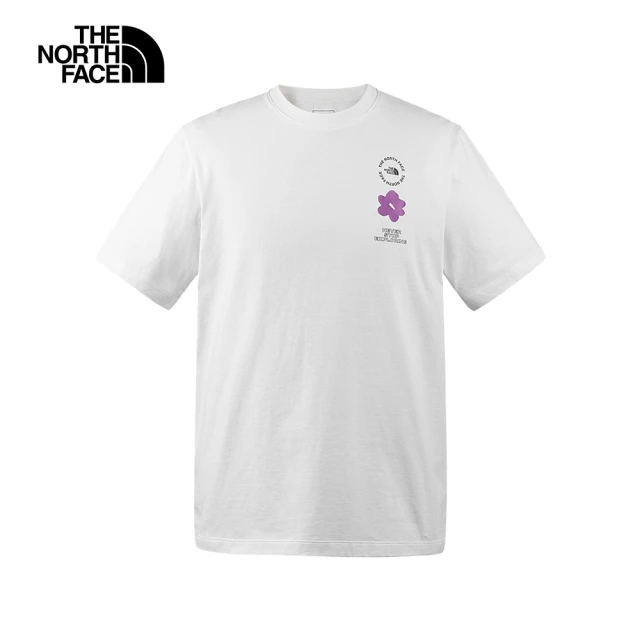The North Face 北面男女款白色可愛小花朵印花短袖T恤｜8CSSFN4