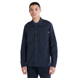 【Timberland】男款深藍色Oversized 寬版襯衫外套(A5QRZ433)
