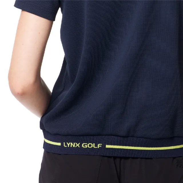 【Lynx Golf】首爾高桿風格！女款日本進口素材彈性舒適山貓膠標短袖圓領POLO衫/高爾夫球衫(二色)