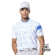 【Lynx Golf】男款抗菌除臭機能MESH洞洞布材質幾何印花造型短袖立領POLO衫/高爾夫球衫(二色)