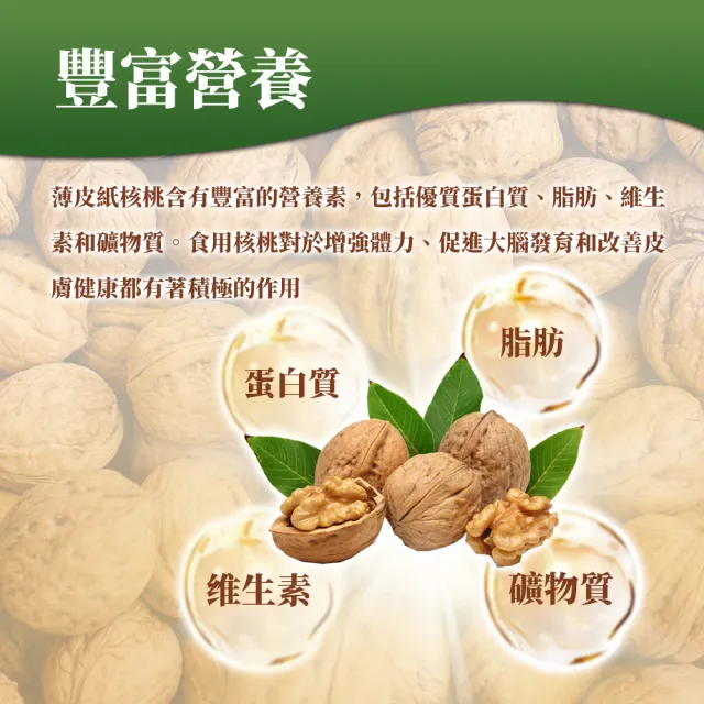 【西域果園】新疆紙皮核桃500g(新疆185紙皮核桃 可手撥殼 12入半箱)