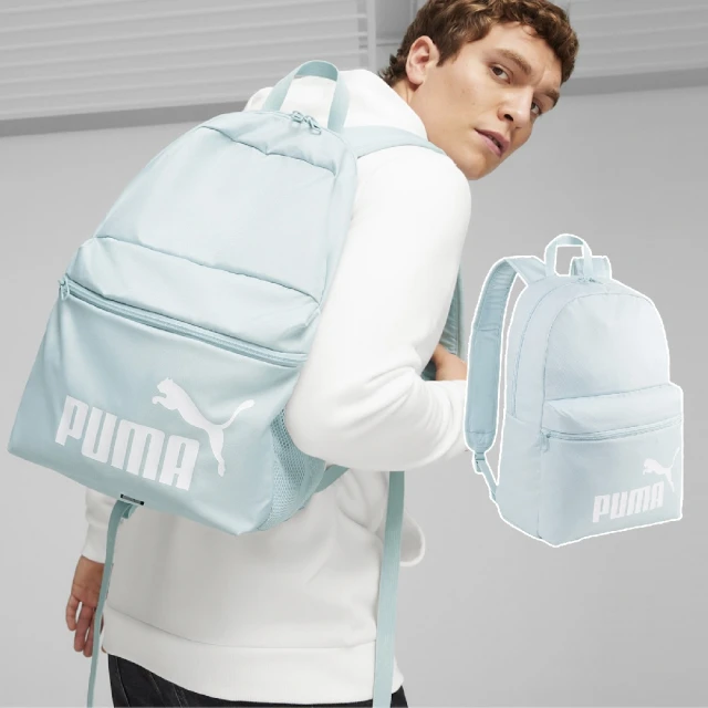 PUMA 後背包 Phase Backpack 綠 白 大空間 可調背帶 多夾層 雙肩包 背包(079943-14)