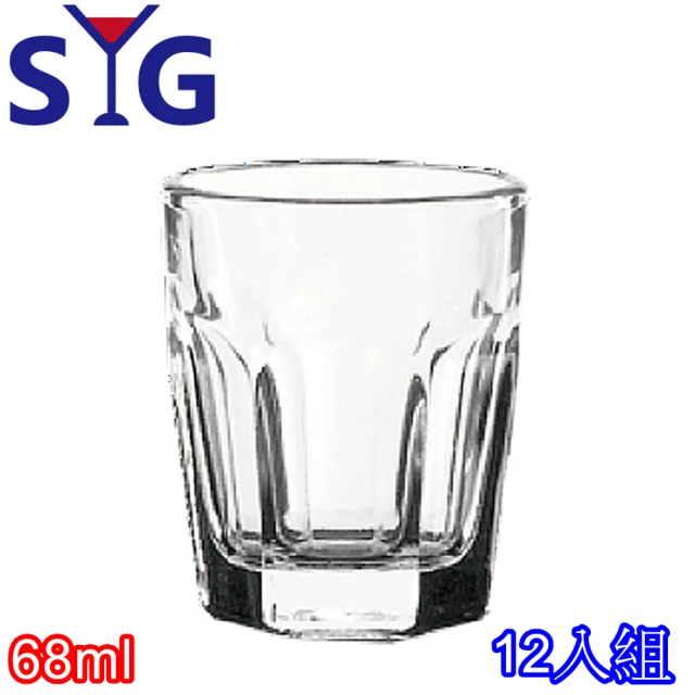 SYG華夏 玻璃六角一口小果汁杯68cc(12入組)