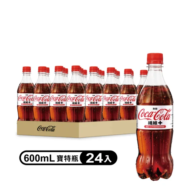 【Coca-Cola 可口可樂】纖維+ 寶特瓶600ml x24入/箱(無糖)