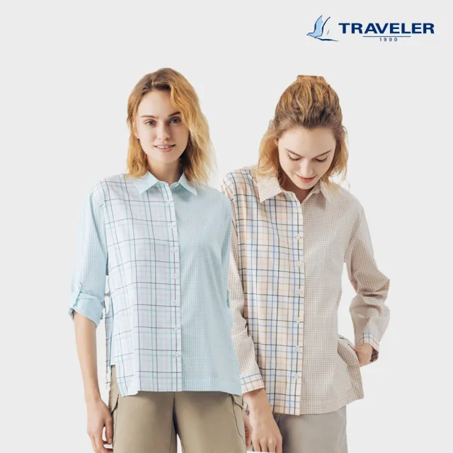 【TRAVELER 旅行者】24SS女款Coolmax涼感消臭抗UV可捲收長袖襯衫_241TR711(吸濕排汗/抗UV/襯衫)