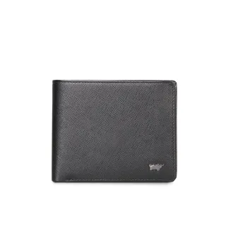 【BRAUN BUFFEL 德國小金牛】至尊 12卡中間翻透明窗短夾-黑色(BF536-317-BK) 錢包送禮推薦