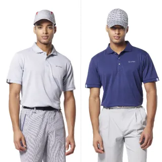 【Lynx Golf】男款吸排抗UV涼感透氣速乾優美緹花工藝織帶剪接設計短袖POLO衫/高爾夫球衫(二色)