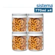 【SISTEMA】紐西蘭進口TRITAN系列圓形旋轉密封保鮮罐4件組(770ml)