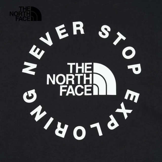 【The North Face 官方旗艦】【Man 首推款】北面男款黑色品牌標語LOGO休閒短袖T恤｜88GCJK3(上衣/LOGO)