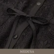 【MEDUSA 曼度莎】現貨-黑色蕾絲燒花開襟綁帶小洋裝（M-XL）｜小禮服 蕾絲洋裝 短袖洋裝(301-70306)