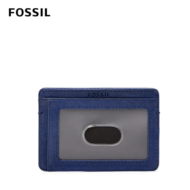 【FOSSIL 官方旗艦館】Bronson 真皮證件卡夾-亮藍色 ML4456437(禮盒組附鐵盒)