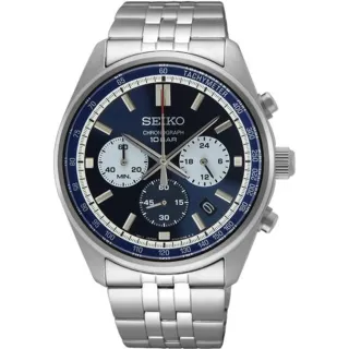 【SEIKO 精工】官方授權 CS系列時尚三眼計時男腕錶/藍 錶徑41.5mm-SK008(SSB427P1)