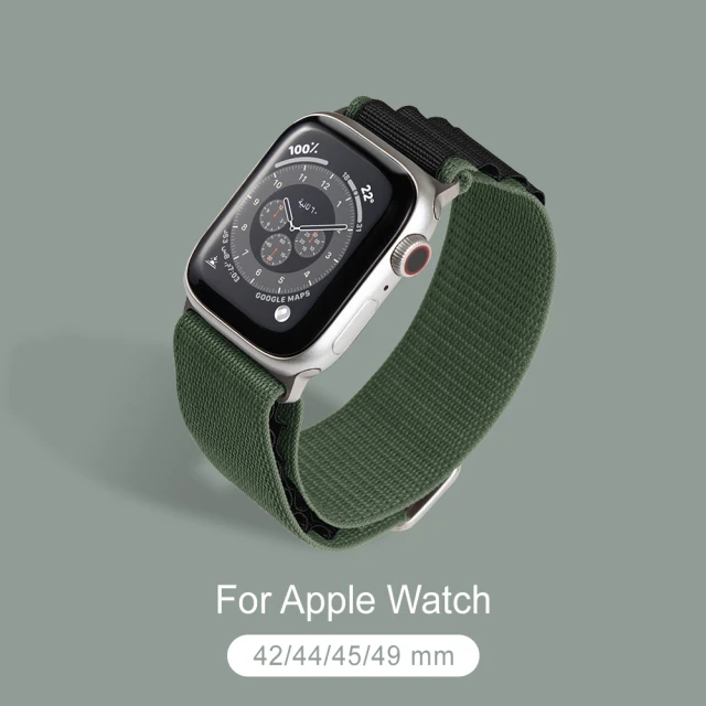 General Apple Watch 高山錶帶 蘋果手錶適用 42/44/45/49mm - 軍綠(手錶 錶帶)