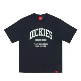 【Dickies】男女款深海軍藍純棉胸前弧型大Logo寬鬆短袖T恤｜DK0A87CUCG7