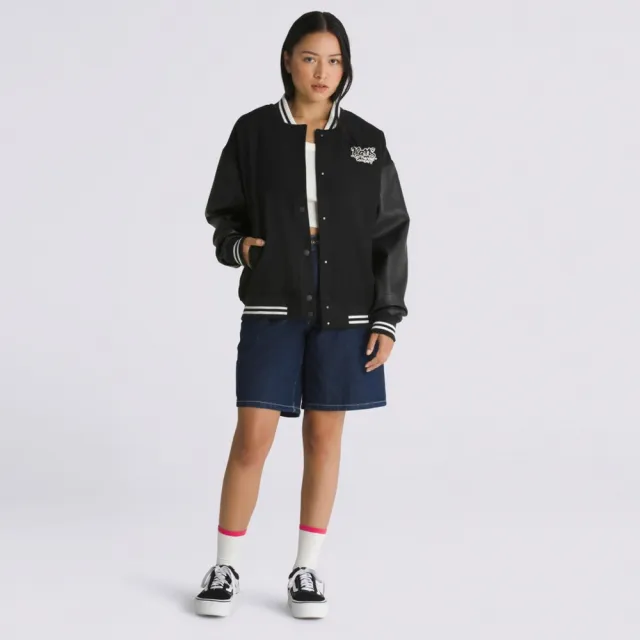 【VANS 官方旗艦】Varsity Club 男女款黑色長袖棒球外套