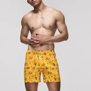 【Mr. DADADO】英倫遊記 M-3L印花四角男內褲 天然絲光棉-吸濕排汗-GHQ416YE(黃)