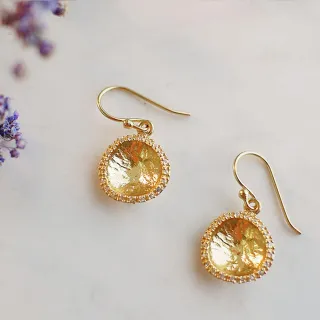 【BLUMA】太陽純銀耳環 - 18K金色(母親節禮物 輕奢高質感飾品 微鑲鋯石垂墜耳飾 飾品禮盒)