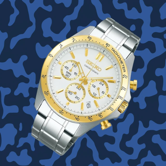 WIRED 官方授權 W1 三眼時尚計時腕錶-藍灰-錶徑38