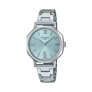 【CASIO 卡西歐】酷炫時尚風格設計腕錶 薄荷藍 30mm(SHE-4554D-2A)