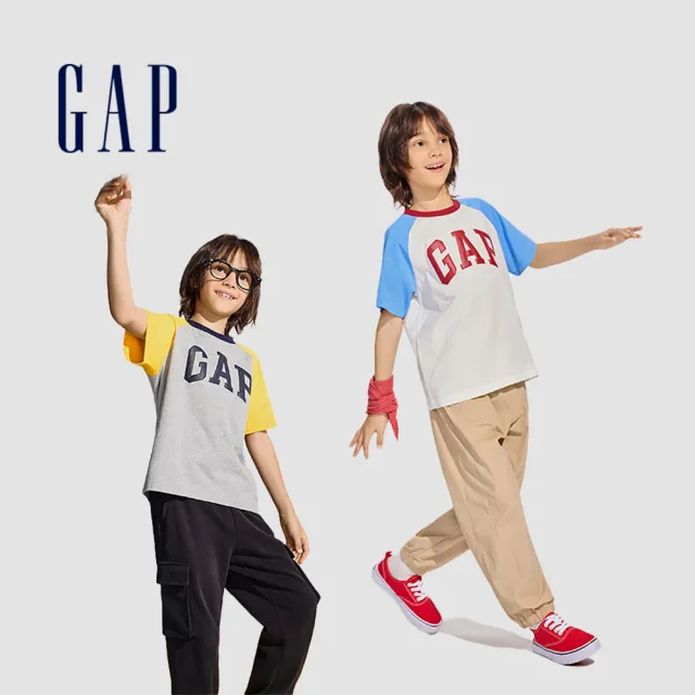 【GAP】兒童裝 Logo/小熊印花純棉圓領短袖T恤-多色可選(890474)