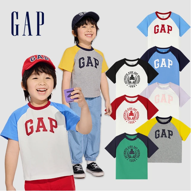 【GAP】幼童裝 Logo/小熊印花純棉圓領短袖T恤-多色可選(890235)