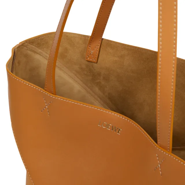 【LOEWE 羅威】Puzzle Fold Tote 中款 亮面牛皮 折疊 托特包 暖沙色