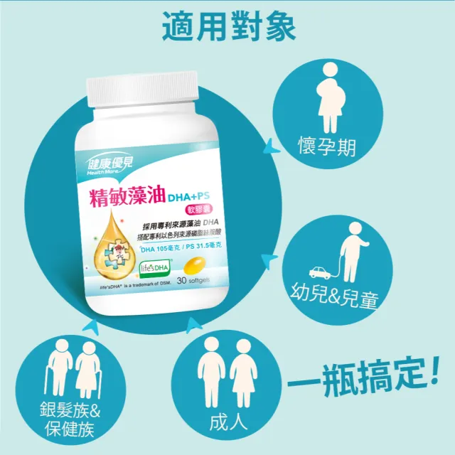 【健康優見】精敏藻油軟膠囊10瓶(30粒/瓶)(DHA+PS磷脂絲胺酸)-永信監製