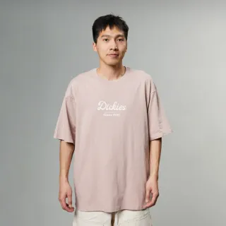 【Dickies】男女款淡玫瑰粉純棉胸前品牌Logo印花寬鬆短袖T恤｜DK0A87CRK87