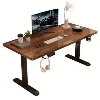 【MGSHOP】電動升降桌 140CM  電腦桌 辦公桌 書桌 兒童升降桌(楠洋楹木款)