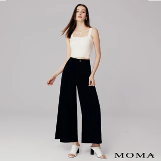 【MOMA】簡約素面雙釦大寬褲(黑色)
