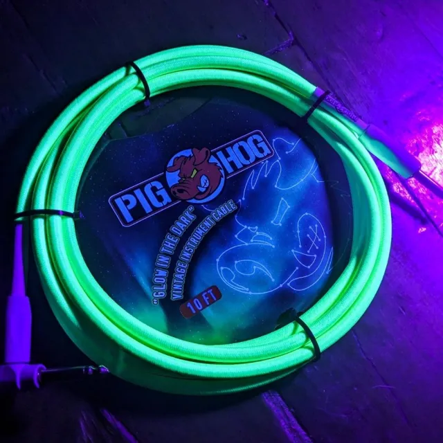 【PIG HOG】終身免費保固 20呎夜光編織樂器導線／原廠公司貨 品質保證(吉他導線 貝斯導線 樂器導線 PCH20)