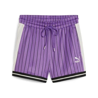 【PUMA】短褲 休閒 運動 排汗 短褲 女 流行系列Fanbase T7 紫色(62434550)