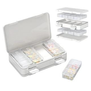 【一目了然】日式便攜24格雙層透明分裝藥盒(大容量 防潮 分格 出國旅行 7日 藥品收納盒 保健食品 飾品盒)