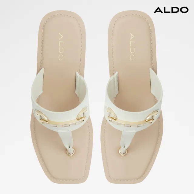 【ALDO】MANALAENA-輕盈舒適楔型夾腳涼拖鞋-女鞋(米白色)
