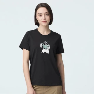 【Wildland 荒野】男女 中性Wildland探險熊機能T恤-直筒.休閒機能短袖圓領衫(0B21603-148 皇室黑)
