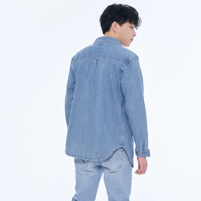 【5th STREET】男裝胸前口袋微寬鬆襯衫(拔淺藍)