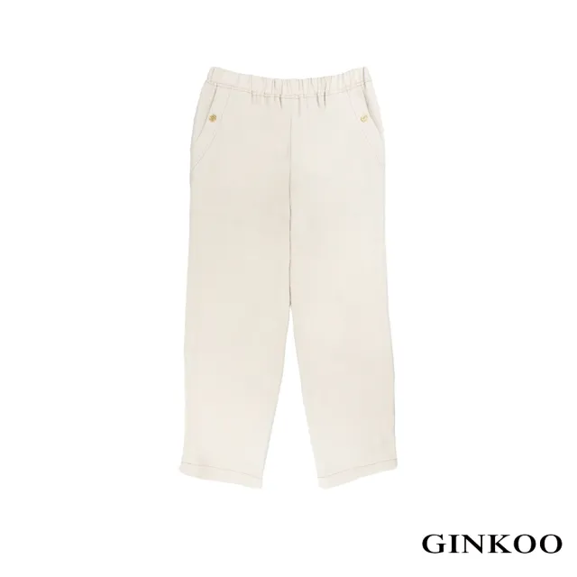 【GINKOO 俊克】壓線釦飾長褲