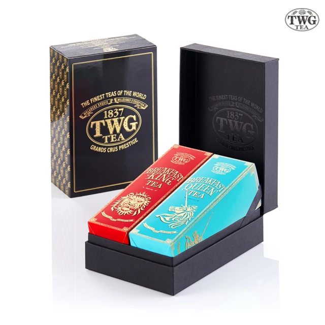 TWG Tea 時尚茶罐雙入禮盒組 國王早餐茶130g+皇后早餐茶 100g(黑茶+綠茶)