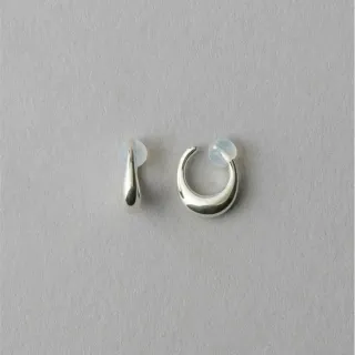 【ete】Cuff Earring 摩登圓潤月亮耳釦耳環 M(銀色)