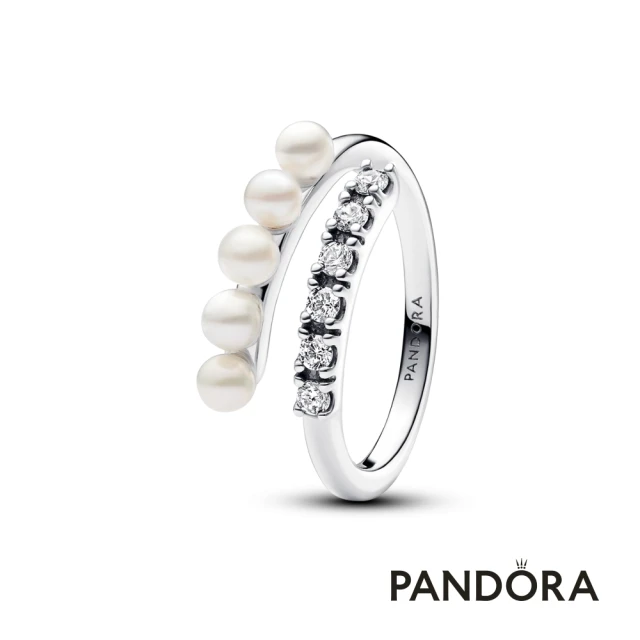 【Pandora官方直營】珍珠密鑲雙層開圈戒指