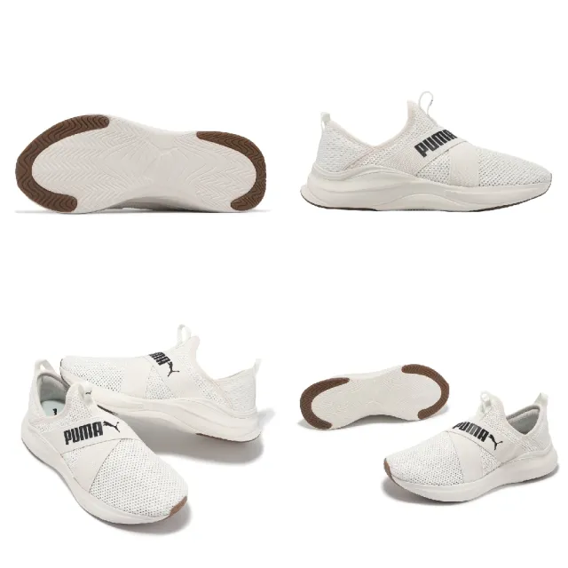 【PUMA】慢跑鞋 Softride Harmony Slip Wns 女鞋 白 黑 套入式 針織 支撐 運動鞋(379606-02)