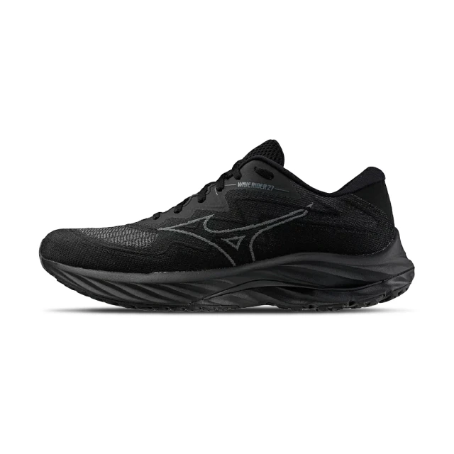 MIZUNO 美津濃 Wave Rider 27 Ssw 女鞋 黑色 平織 網布 一般型 超寬楦 慢跑鞋 J1GD237752