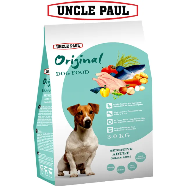 【UNCLE PAUL】保羅叔叔田園生機狗食 3kg 低敏成犬-小顆粒(成犬 老犬 熟齡犬 狗飼料 寵物飼料)