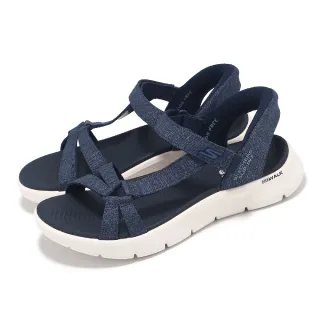 【SKECHERS】涼鞋 Go Walk Flex Sandal-ILLUMINATE 女鞋 藍 白 避震 輕量 涼拖鞋(141481-NVY)