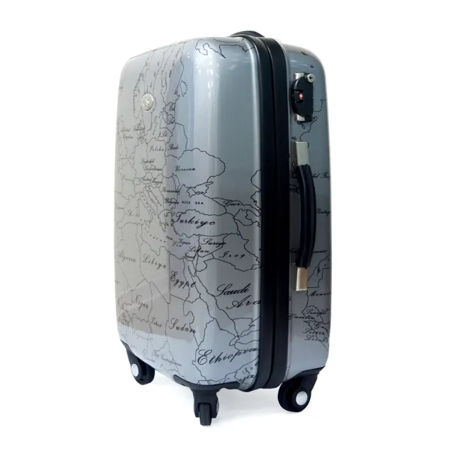 【Alviero Martini】義大利地圖包 24吋旅行硬殼行李箱(地圖灰)