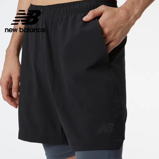 【NEW BALANCE】NB 假兩件7吋機能短褲_男性_黑色_MS21150BK