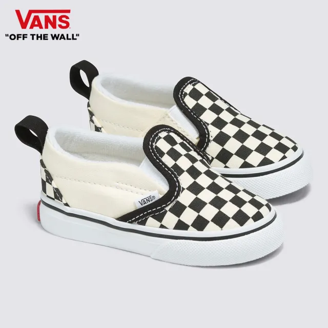 【VANS 官方旗艦】Slip-On V 小童款黑白色棋盤格滑板鞋/休閒鞋